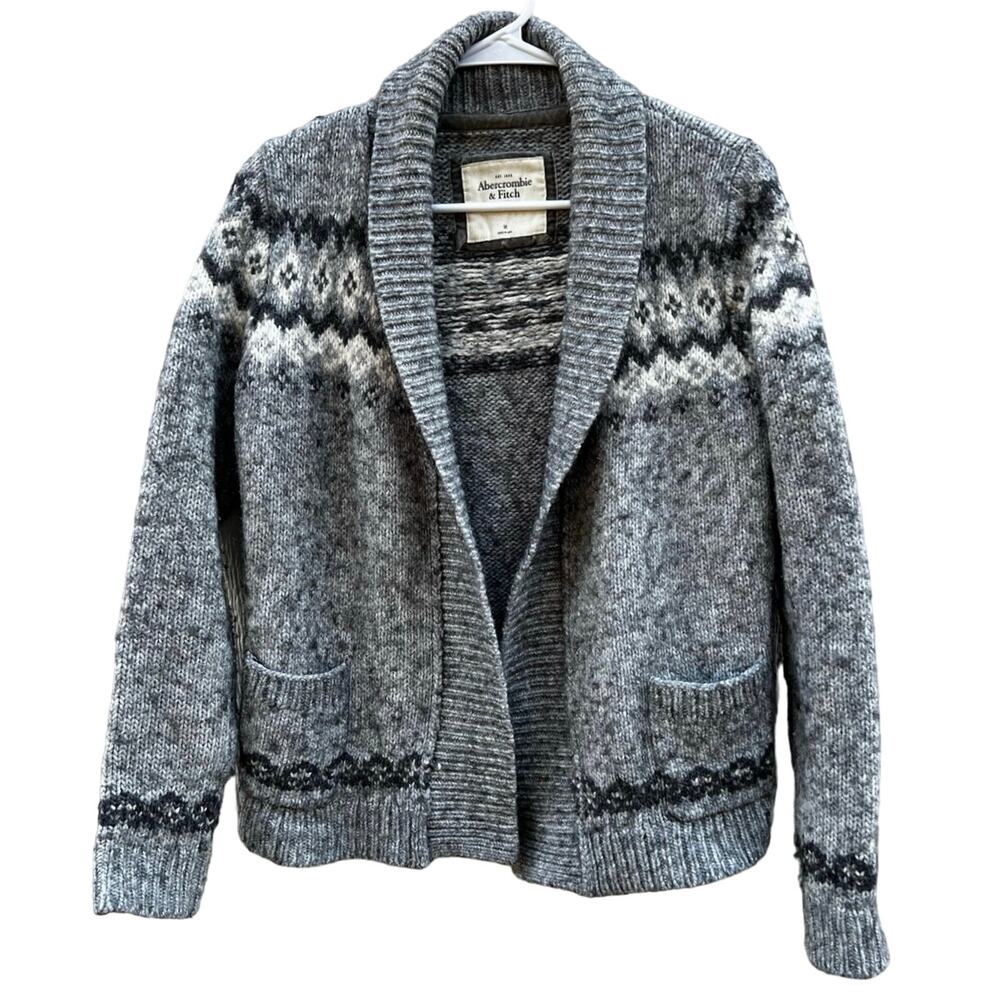 Abercrombie & Fitch Wool Alpaca Blend Fair Isle Open Cardigan Size M